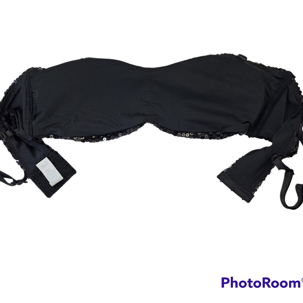 Rene Rofe Sequin bandeau bra adjustable straps removable cups size large - Picture 3 of 11